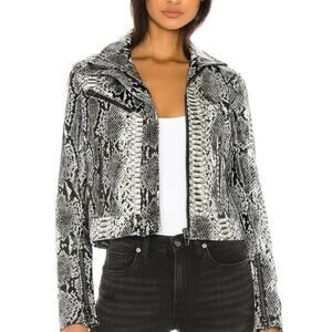 BlankNYC Faux Leather Snake Print Moto Jacket Gunmetal Hardware XS NWT